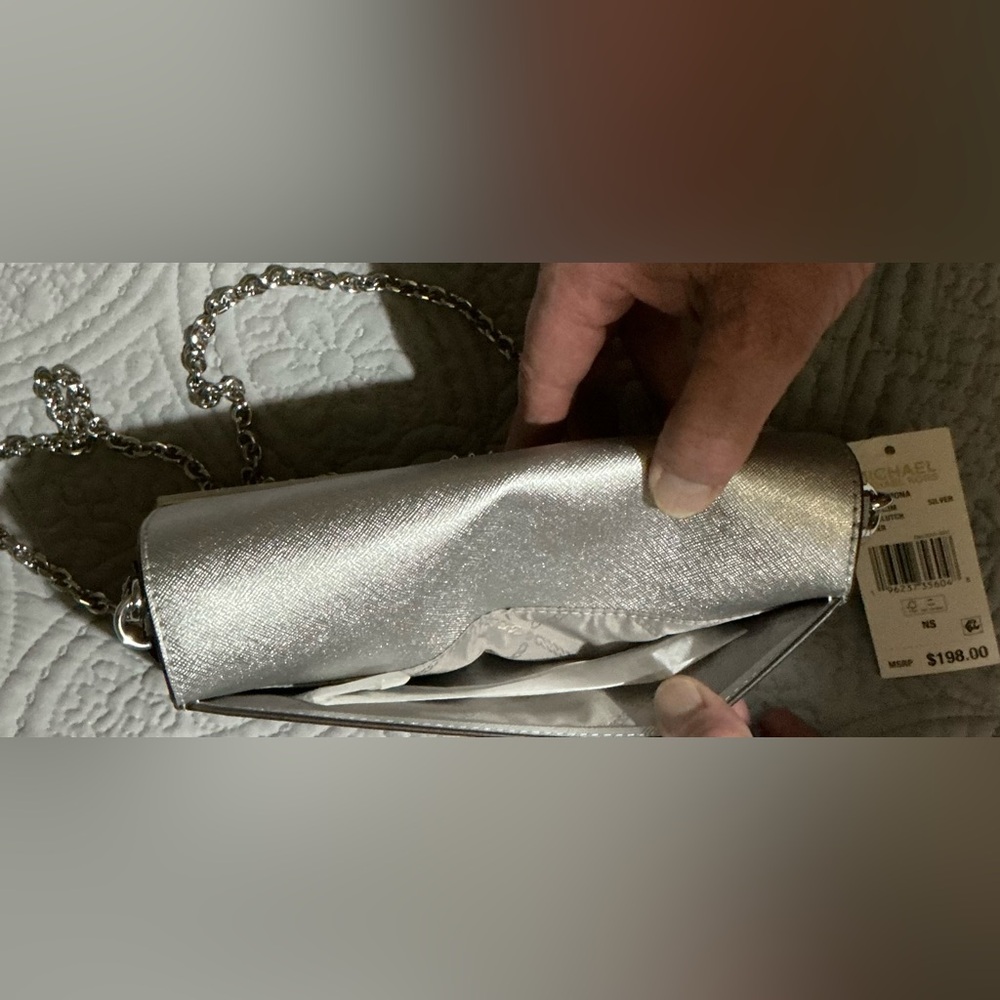 Michael Kors Silver Leather Clutch - Picture 3 of 13